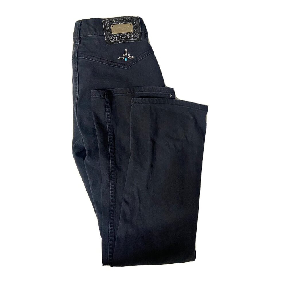 Lawman Woman 26x30 Size 3 Black Embellished Jeans Straight Slim